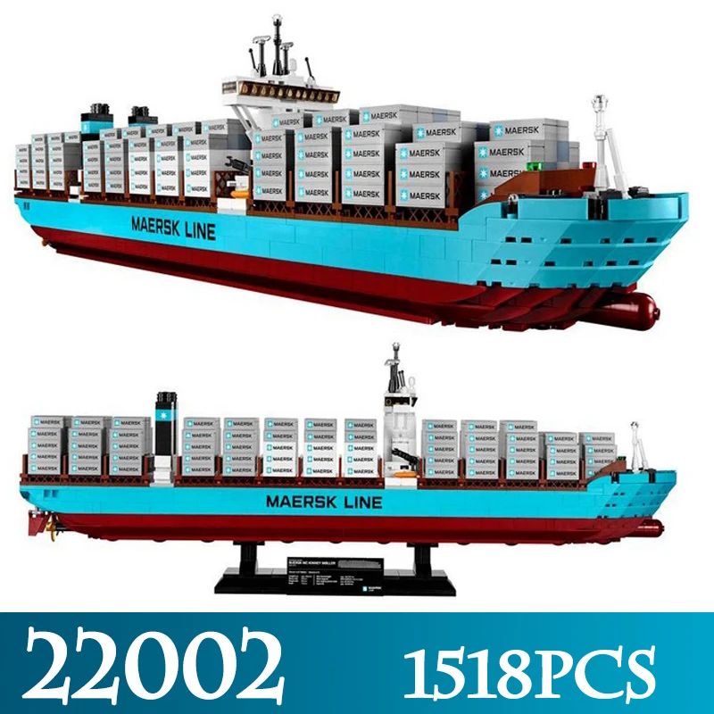 

Technic Series 22002 1518pcs The Maersk Cargo Container Ship Model Building Kits Compatible LegoINGlys 10241 Block Bricks Toys