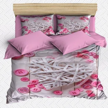 

Else 6 Piece White Ropes Pink Buttons 3D Print Cotton Satin Double Duvet Cover Bedding Set Pillow Case Bed Sheet