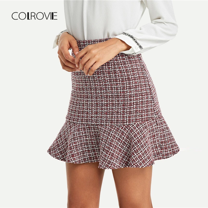 COLROVIE كشكش تنحنح العمل Bodycon أنيقة مصغرة تنورة خمر 2018 الخريف عالية الخصر النساء التنانير الكلاسيكية قصيرة أسفل التنانير COLROVIE كشكش تنحنح العمل Bodycon أنيقة مصغرة تنورة خمر 2018 الخريف عالية الخصر النساء التنانير الكلاسيكية قصيرة أسفل التنانير