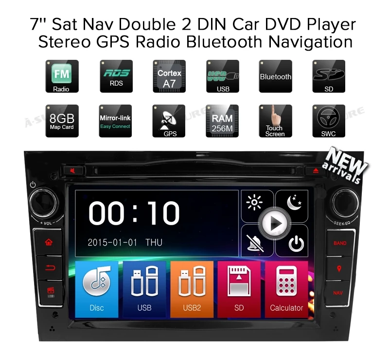 Excellent A-Sure 2 Din Auto Radio GPS DVD Player Navigation For Vauxhall/Opel Corsa Zafira Astra Vectra Meriva Antara DAB+ Bluetooth RNS 4