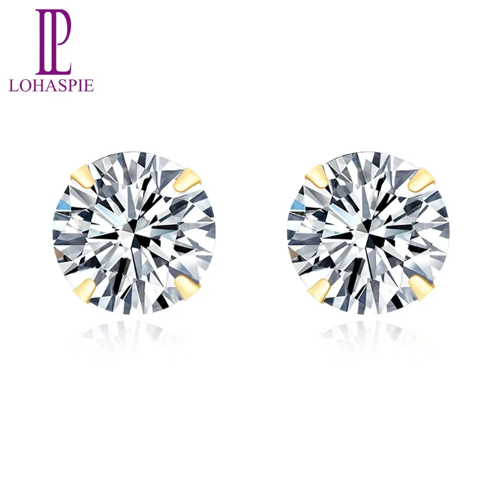 

LP 4.8Carats 7MM Diamond Stud Earrings 10K Yellow Gold 4Prong Set Simulated Stone Earring for Women Wedding Basic Style Girls