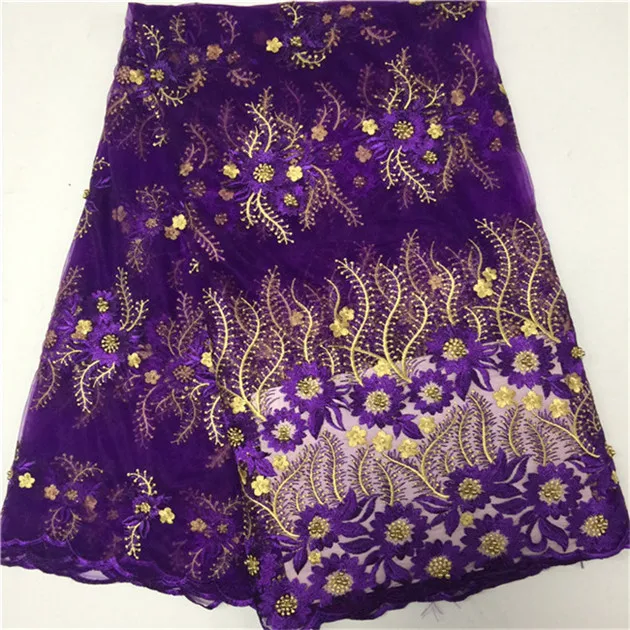 sky blue Latest African Lace Fabric Black French Beads Net Fabric/High Quality Beaded Tulle Purple Gold | Дом и сад