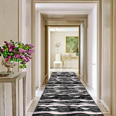 

Else Black White Pink Waves Geometric Line 3d Print Non Slip Microfiber Washable Long Runner Mats Floor Mat Rugs Hallway Carpets