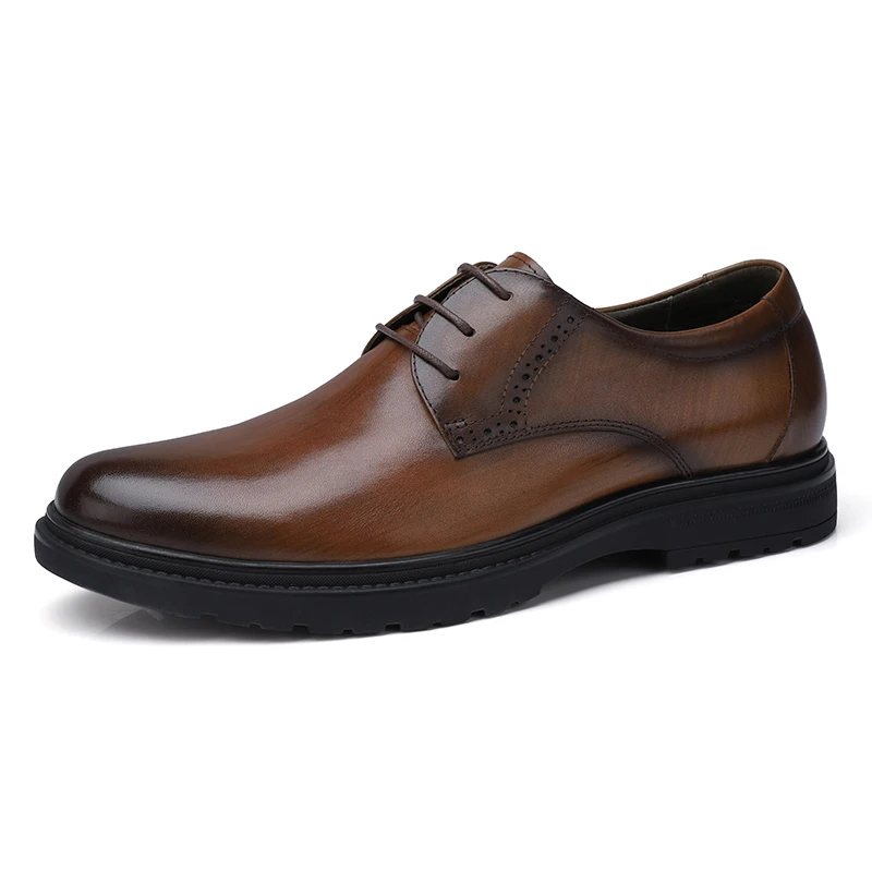 CAMEL/Мужская обувь в деловом стиле; повседневная обувь; офисная/Свадебная обувь из натуральной кожи в стиле ретро; английская Мужская обувь из воловьей кожи в винтажном стиле; мужская обувь - Цвет: A832148760Brown
