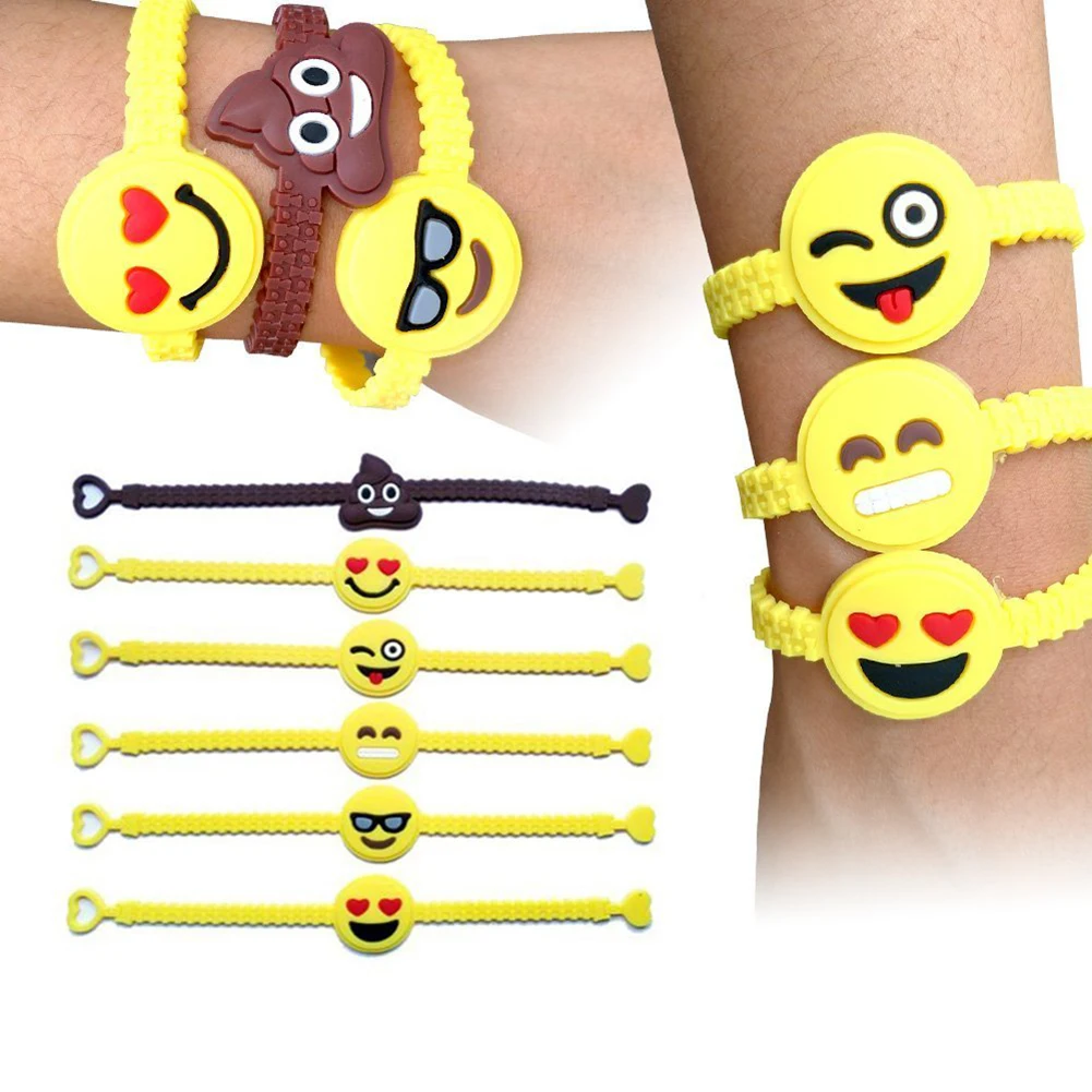 Новинка Симпатичные emoji Дизайн ПВХ резиновый браслет унисекс подарок ювелирных