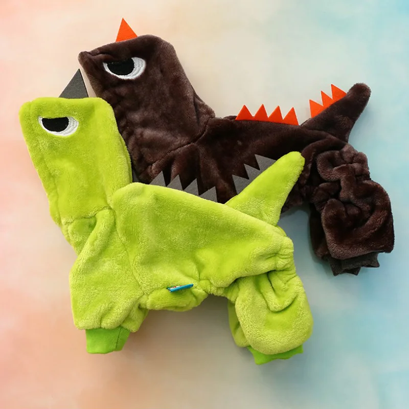 

Fast Shipping Pet Clothes Teddy Clothes Autumn And Winter Four-Foot Thick Dinosaur Clothing Puppy pet Costume Chihuahua