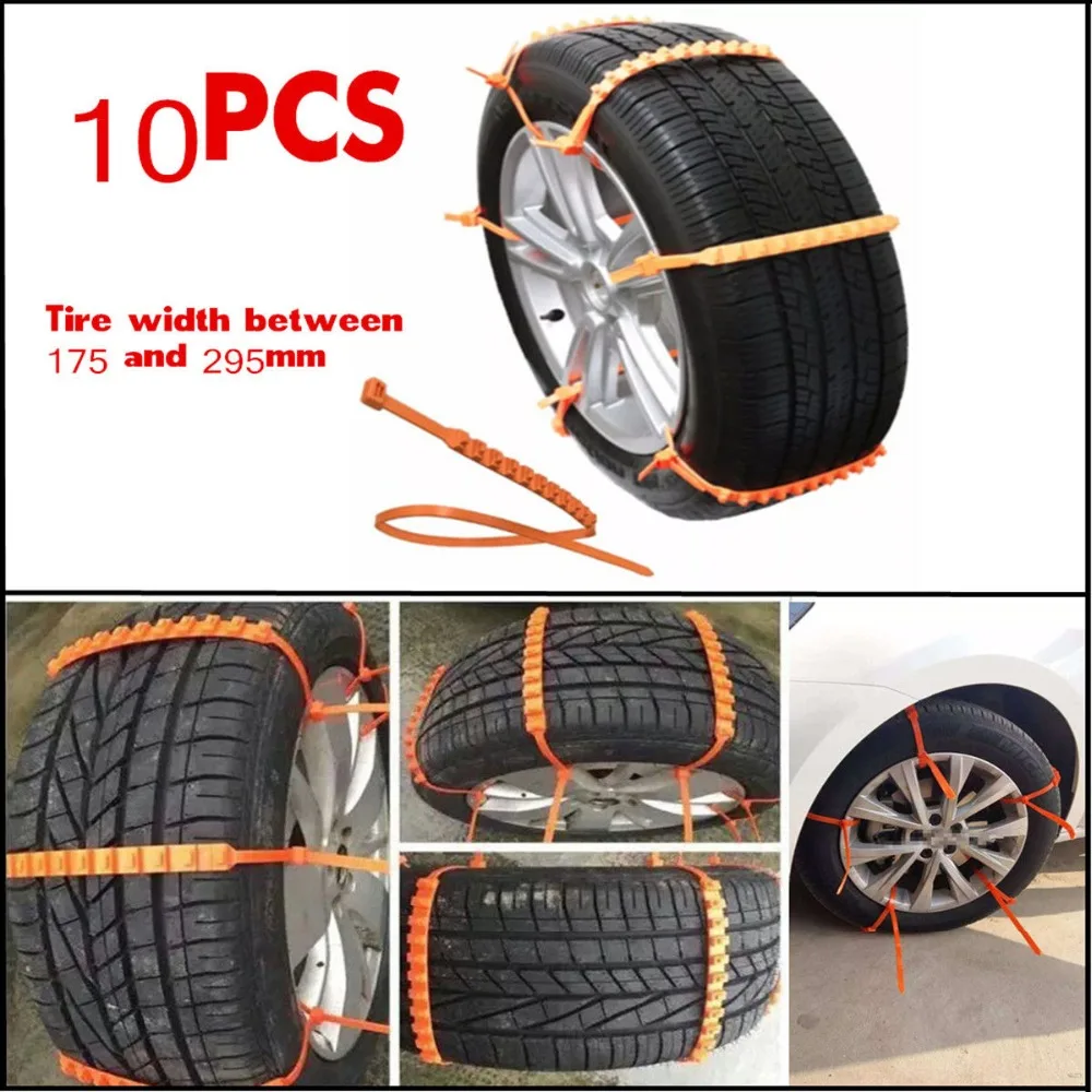 

10pcs Car Truck Snow Anti-skid Wheel Tire Chains Universal Fit Tyre Width 175-295