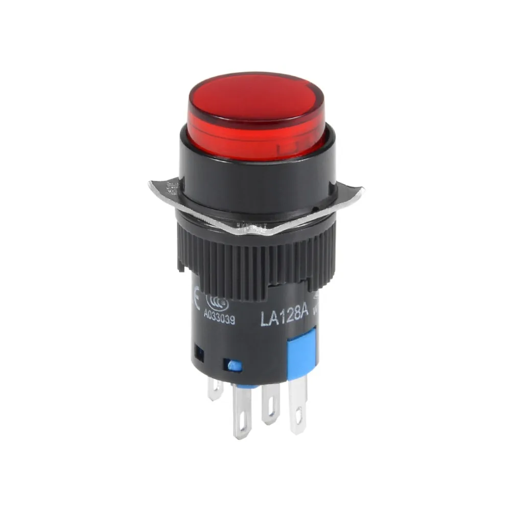 

UXCELL 16mm Momentary Push Button Switch Red LED Light Round Button 1 NO 1 NC Light AC 220V Switch Accessories Electrical