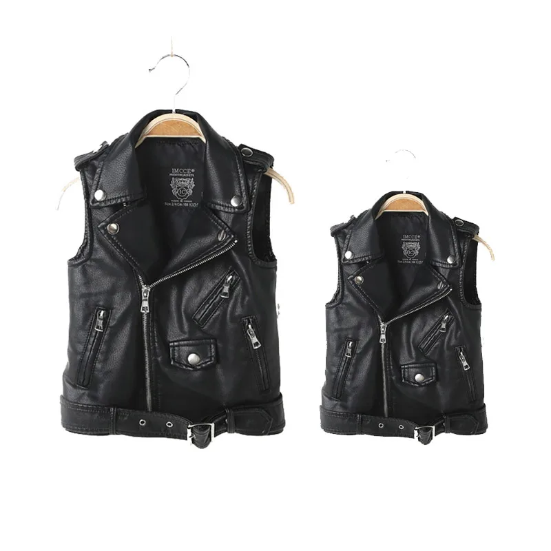 

Mother Son and Daughter Family Outfits PU Leather Jacket Faux Soft Leather Vest Coat Family Matching Jackets Matching Outfits
