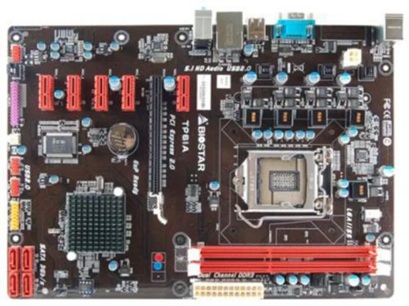 Original for Biostar TP61A H61 LGA 1155 DDR3 6PCIE 6GPU Mining board ATX USB2.0 ATX (Alternative H81 H61 TB250 PRO BTC )-0