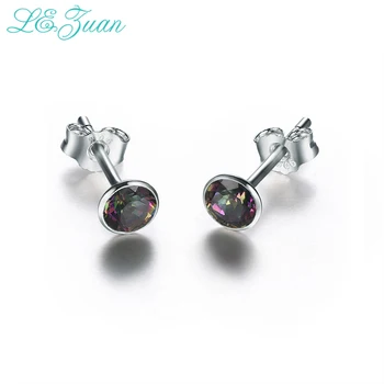

L&zuan Stud Earrings For Women 925 Sterling Silver Fine Jewelry Fire Mystic Topaz Earring Elegant Party Bijoux Femme