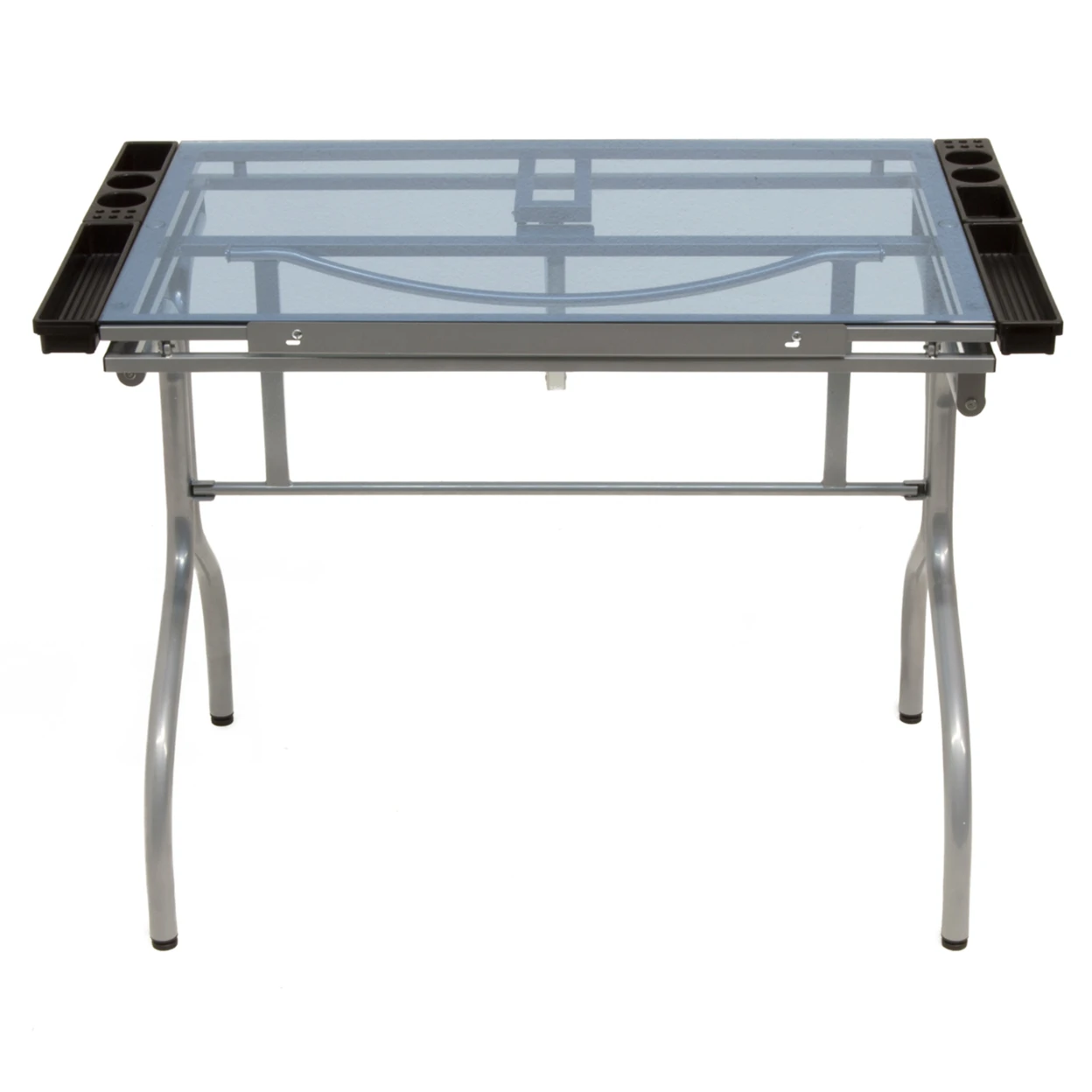 Craft Accents Home Office Folding Craft Table Silver Blue Glass