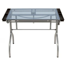 Craft Accents Home Office Folding Craft Table Silver Blue Glass