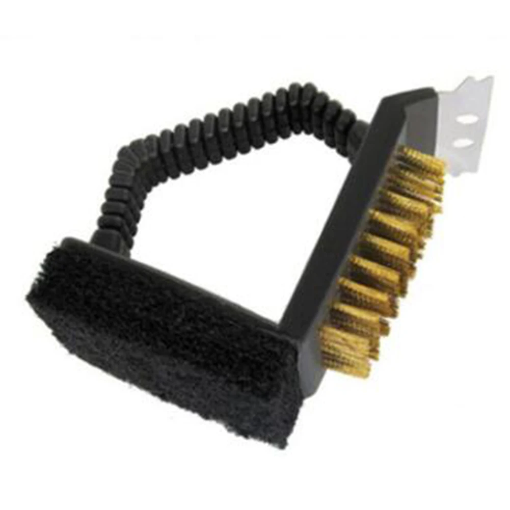 Triple Multi purpose Outdoor Barbecue Fitting Wire Cleaning Brush Grill