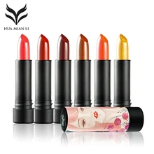 Huamianli 6 шт./упак. Алмазная блестящая рюкин жемчужно-блеск бархатная матовая длинная губная помада с эффектом длительного увлажнения иллюстрация KH001
