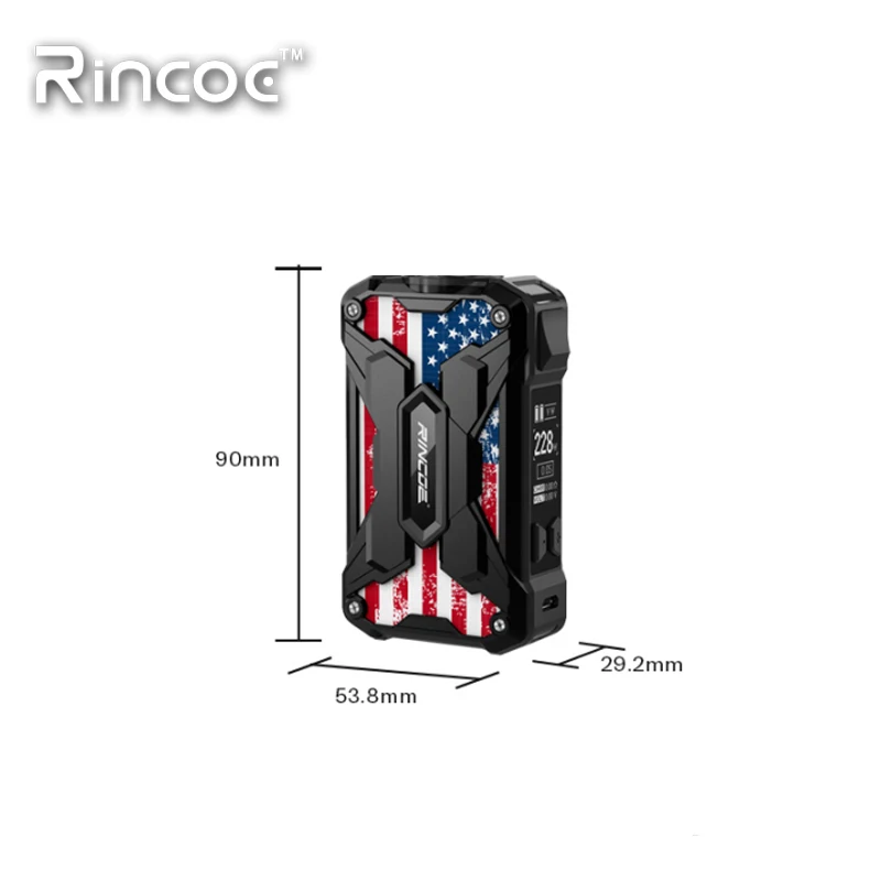 В наличии! Rincoe Mechman 228W бокс вейп мод питается от двойной батареи 18650 Vape испаритель