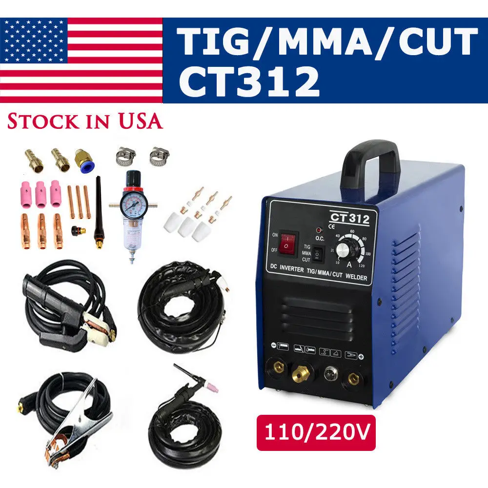 

CT312 3IN1 Welding machine TIG/MMA/Plasma cutter welder & torches & accessories