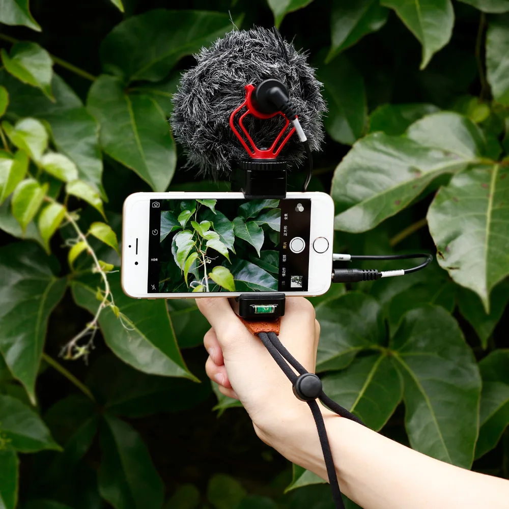 Universal Hand Grip With Cold Shoe Mount Video Steadicam Selfiestick For font b Smartphone b font