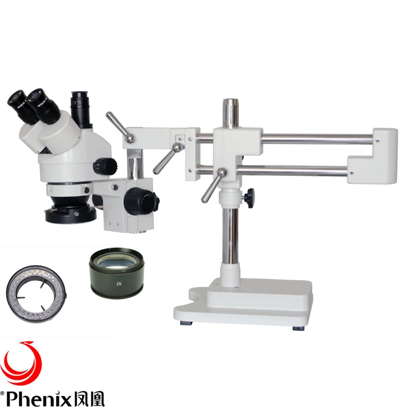 

7X-90X Phenix Trinocular Microscope Zoom Stereo for Mobile Phone Repair PCB Industrial+LED Ring Light
