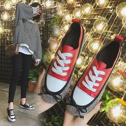 Весна 2018 новые туфли на плоской подошве кружева в Корейском стиле обувь для школьников Обувь в горошек