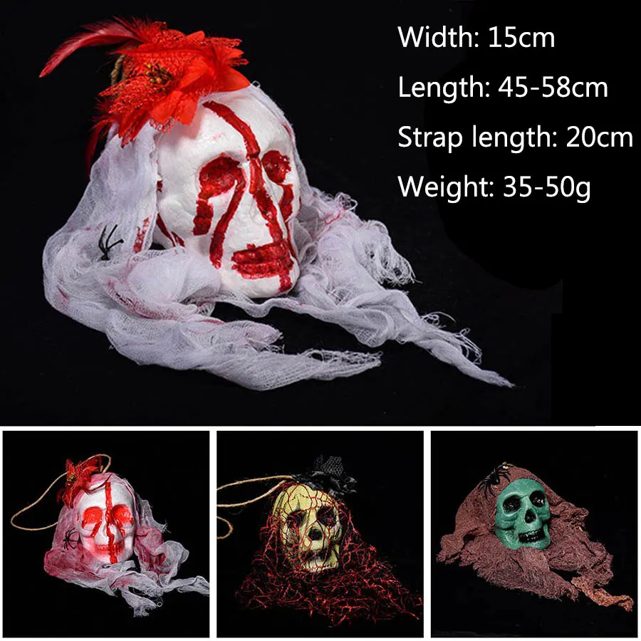 Halloween Decorate Props Ornaments Hallowmas Artificial Skull Skeleton Ghost Dolls Hanging Ornament Decoration Party Supplies (35)