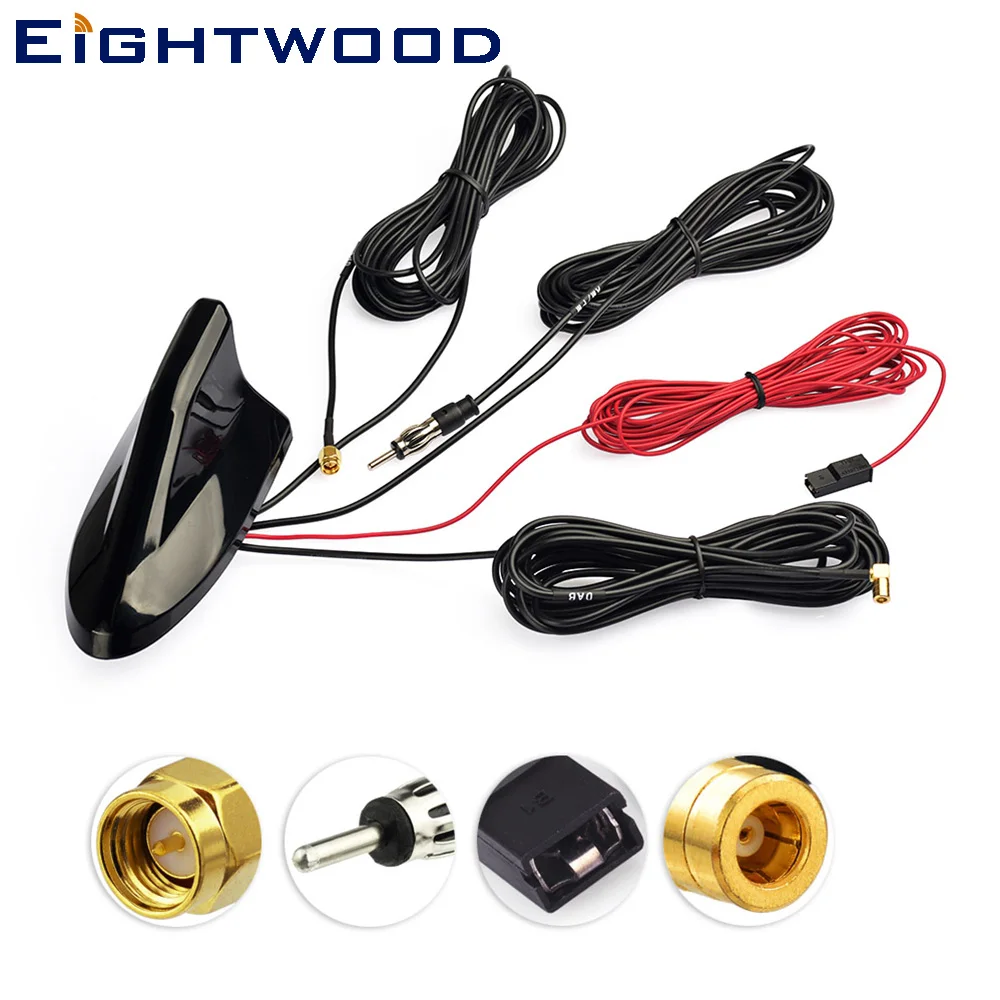 Eightwood Car Roof Top Shark Fin Amplified Antenna for GPS Navigation System DAB Digital Radio Car Stereo FM/AM Radio Combined Eightwood Car Roof Top Shark Fin Amplified Antenna for GPS Navigation System DAB Digital Radio Car Stereo FM/AM Radio Combined