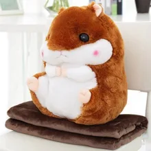 Cute hamster pillow car neck pillow dual large air – conditioning pillow coral cashmere blankets pillow