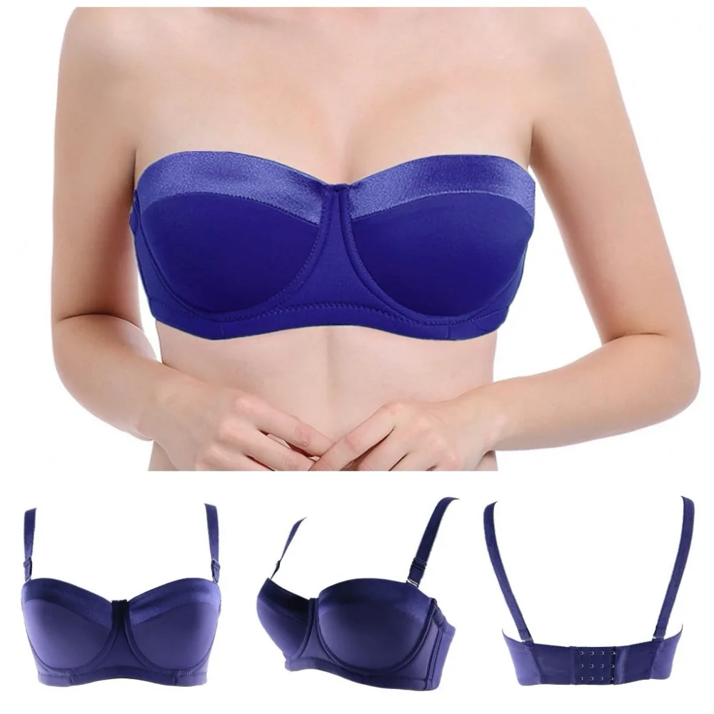 Women Underwired Strapless Bra Half Cup Big Size with