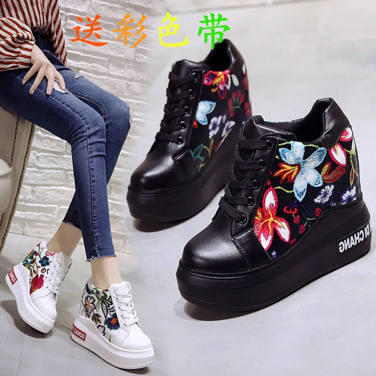 

Spring new Korean version of the wild color matching casual shoes thick bottom increased women's shoes 12 cm