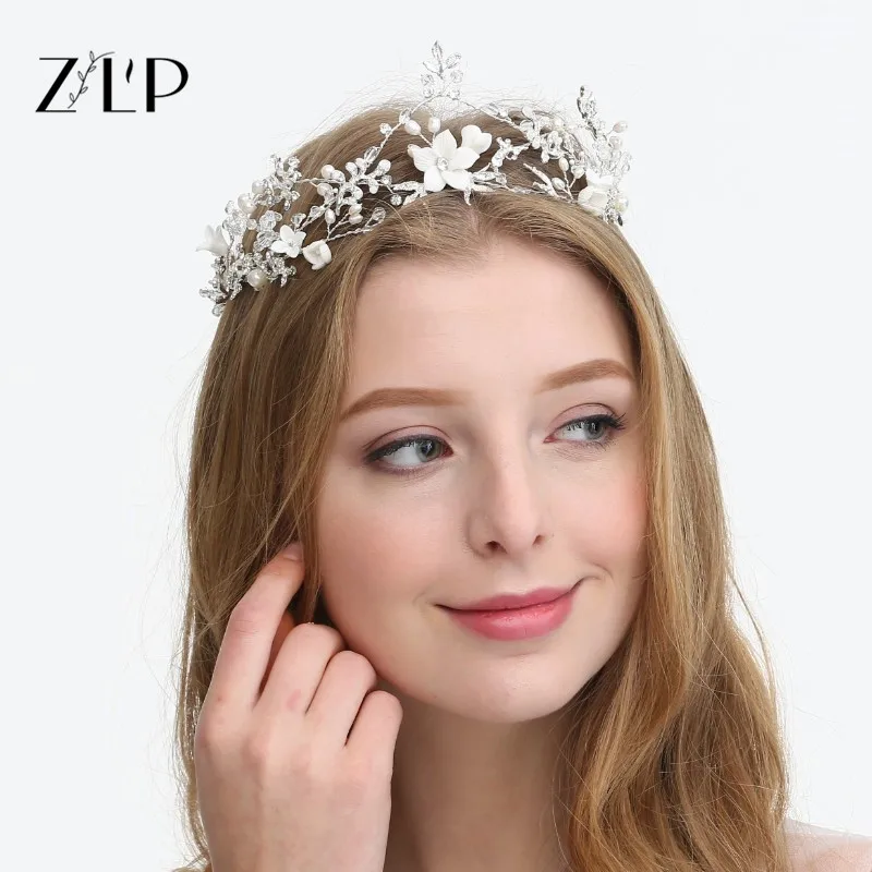 Luxurious Bridal Hairband Fashion Silver Tiara Headbands Hair Jewelry Accessory for Women Prom