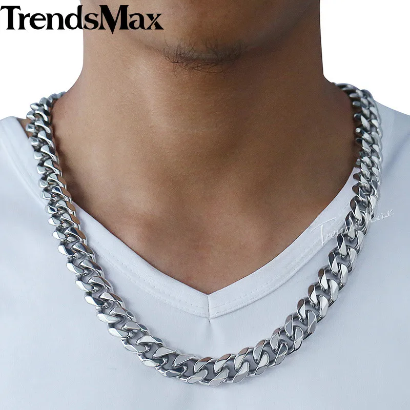 Матовое полированное ожерелье Trendsmax Мужская цепь из нержавеющей стали 316L