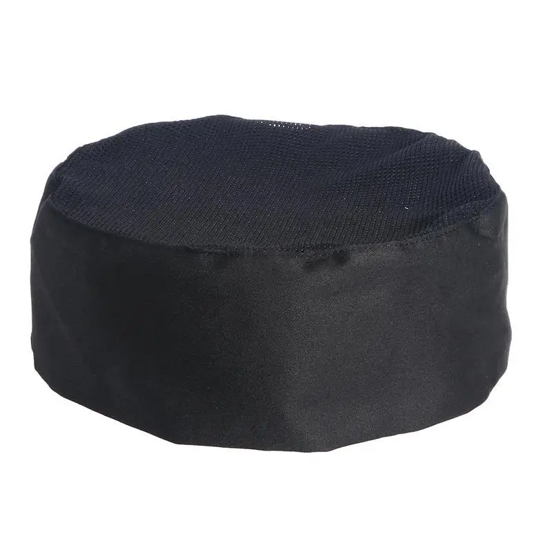 

Breathable Mesh Top Skull Cap Professional Catering Chefs Hat with Adjustable Strap - One Size (Black)
