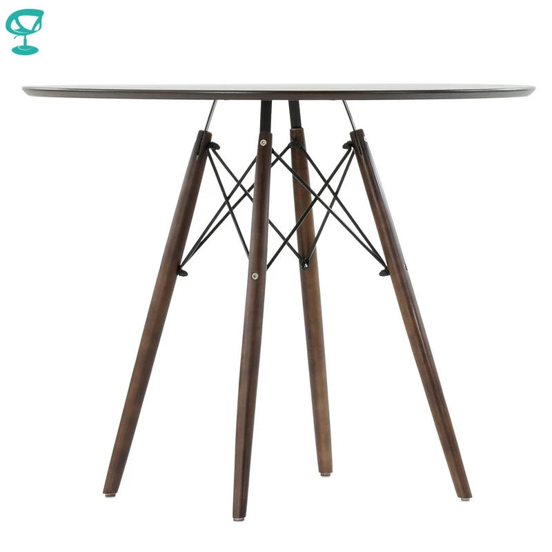 T8Sp80Brown Barneo Т 8 интерьерный обеденный стол шпон коричневый на деревянных ножках