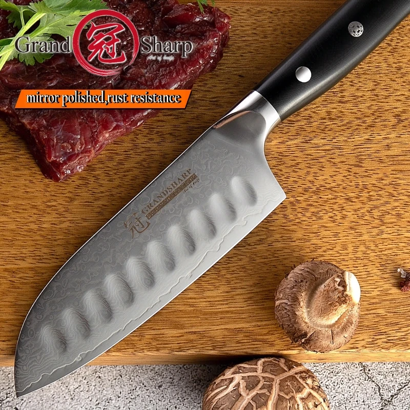 Нож Santoku 5 дюймов vg10 японский дамасский стальной кухонный нож 67 слоев высокоуглеродистой нержавеющей стали шеф-повара инструменты для приготовления пищи острые