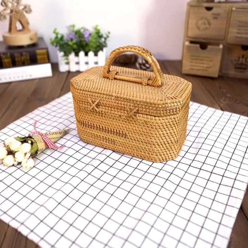 Women Straw Bag Female Summer Beach Handbag Lady Handmade INS Popular Vintage Rattan Bags Hollow Totes Box Large Bag SS3129 (4)