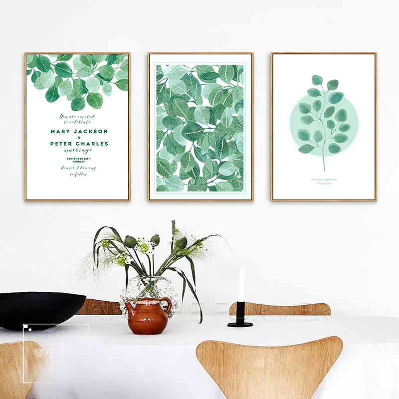  Wall Art Picture Nordic Green Fresh Green Plant Official Invitation Card Painting Art Print Poster  - 1.00001E+12