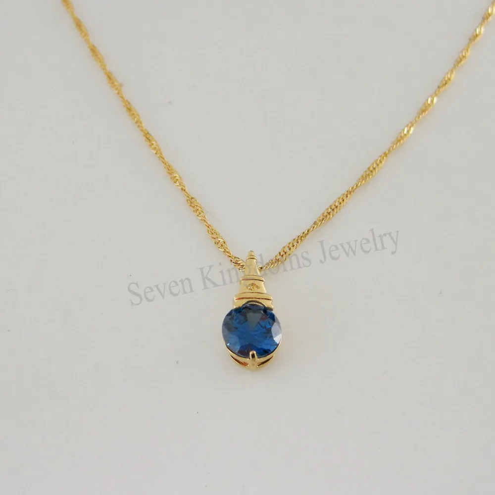 Min order 10$ CAN MIX DESIGN SMALL Eiffel Tower SHAPE BLUE CZ STONE PENDANT AND - YELLOW GOLD COLOR 18&quot NECKLACE/ | Украшения и