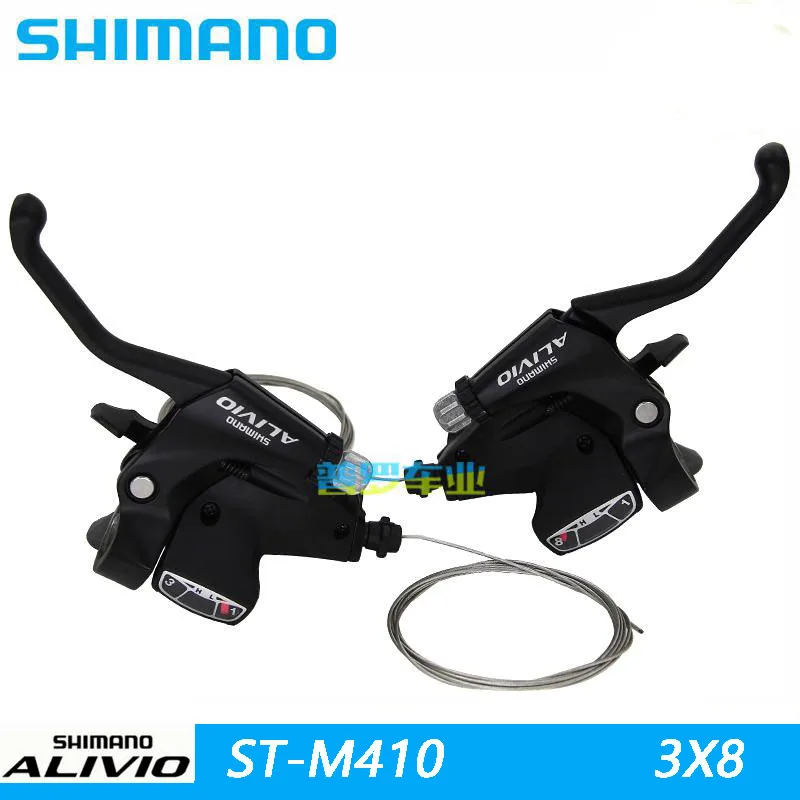 Shimano велосипедные Запчасти SL-M410 MTB переключения передачи ALIVIO DEORE XT с накатанной головкой переключения передач Управление ручка коробки передач, переключение 3*8 S - Цвет: black