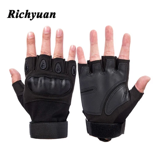 Тактические перчатки с сенсорным экраном военные армейские Пейнтбольные стрельбы страйкбольные боевые противоскользящие резиновые жесткие перчатки для пальцев - Цвет: half black