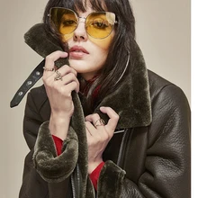 Зимняя мода Искусственная кожа Меховая куртка, Для женщин толстый черный/красный/Армейский зеленый Прохладный Девушки мотоцикл пальто, ремень теплая верхняя одежда