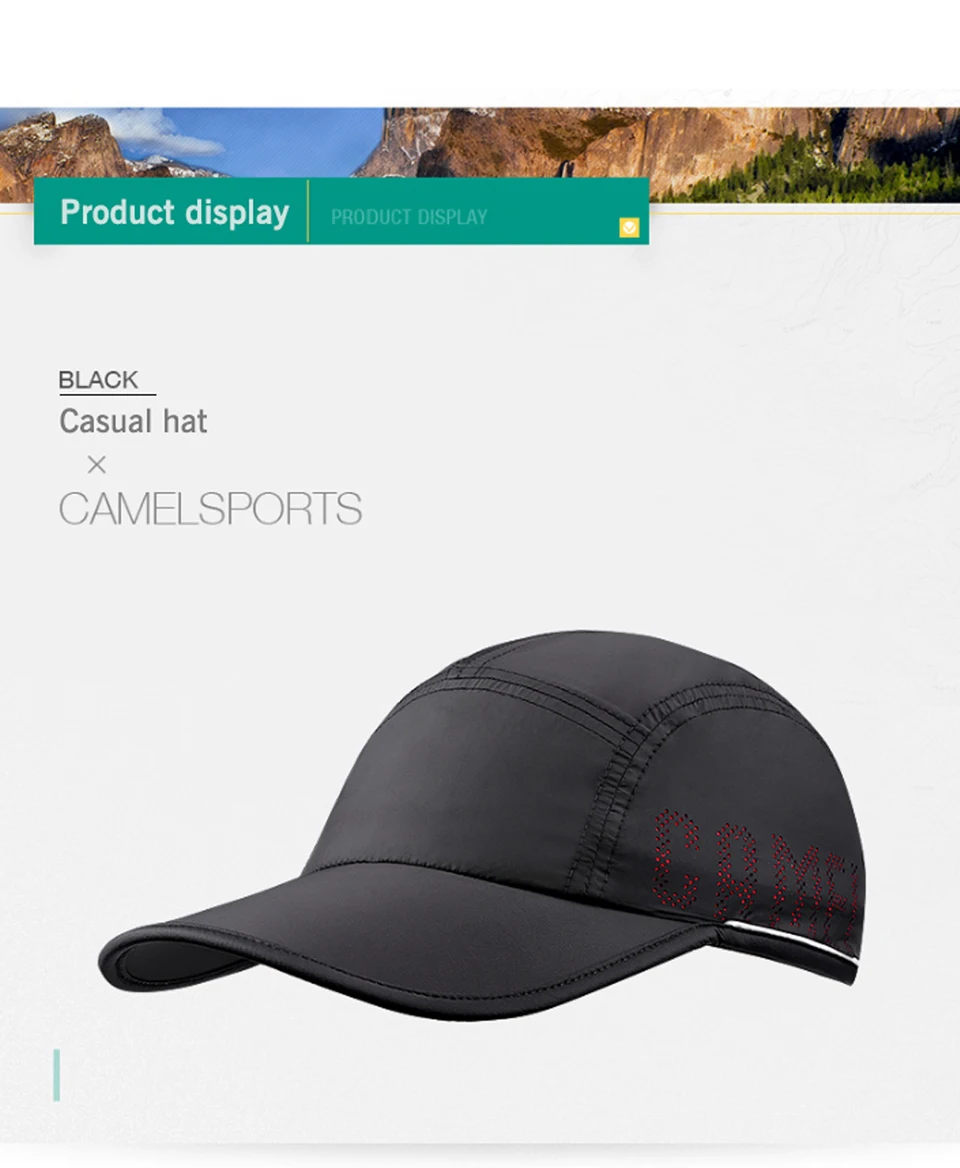 CAMEL Unisex Nylon Outdoor Visor Hat Quick Drying Ultralight Breathable Comfortable Adjustable Hiking Camping Fishing Cap