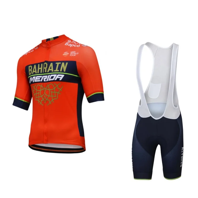 

2018 high quality italy MITI sleeve pro team bahrain cycling jersey kit mens summer bike cloth MTB Ropa Ciclismo maillot gel pad