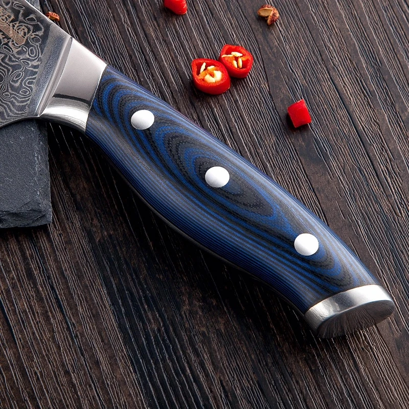 Дамасские кухонные ножи японский дамасский стальной нож набор Santoku скрепляющий