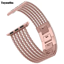 Toyouths для наручных часов Apple Watch, версии наручных часов iWatch, женские туфли из сетчатого материала петля Нержавеющая сталь Запасные детали для замены металлического Красота ремешок 38/40 мм/42 44 мм
