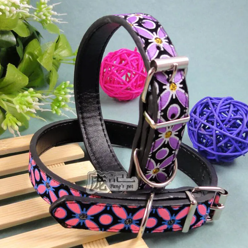 

PU Leather Puppy Dog Collar Cat Leads Leash Pet Collar for Dog Neck Strap Flower Collar Dog Accessories Width 2.0cm