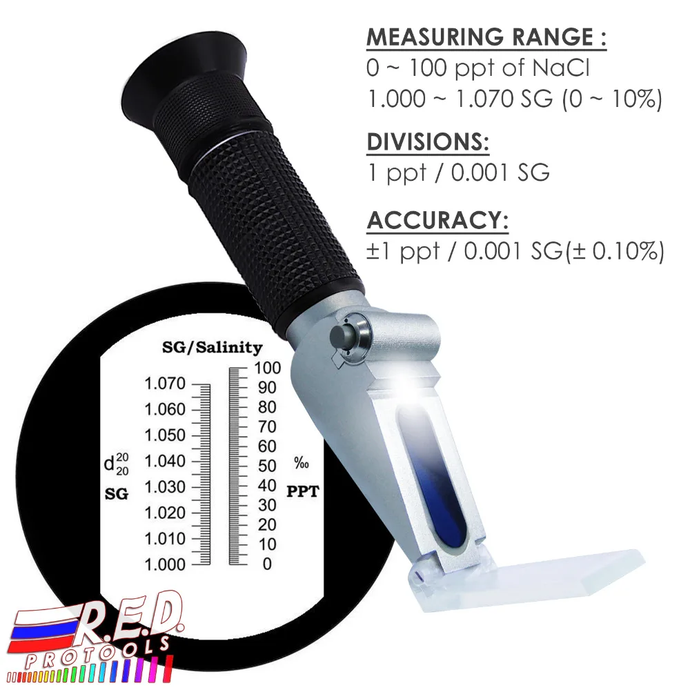 

Portable Handy Handheld Salinity Refractometer with Built-in LED light Aquarium 0~10% + Built-in ATC 10 degree C to 30 degree C