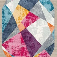 Else розовый серый желтый винтажный лоскутный геометрический 3d принт Нескользящая микрофибра для гостиной современный Овальный моющийся ковер