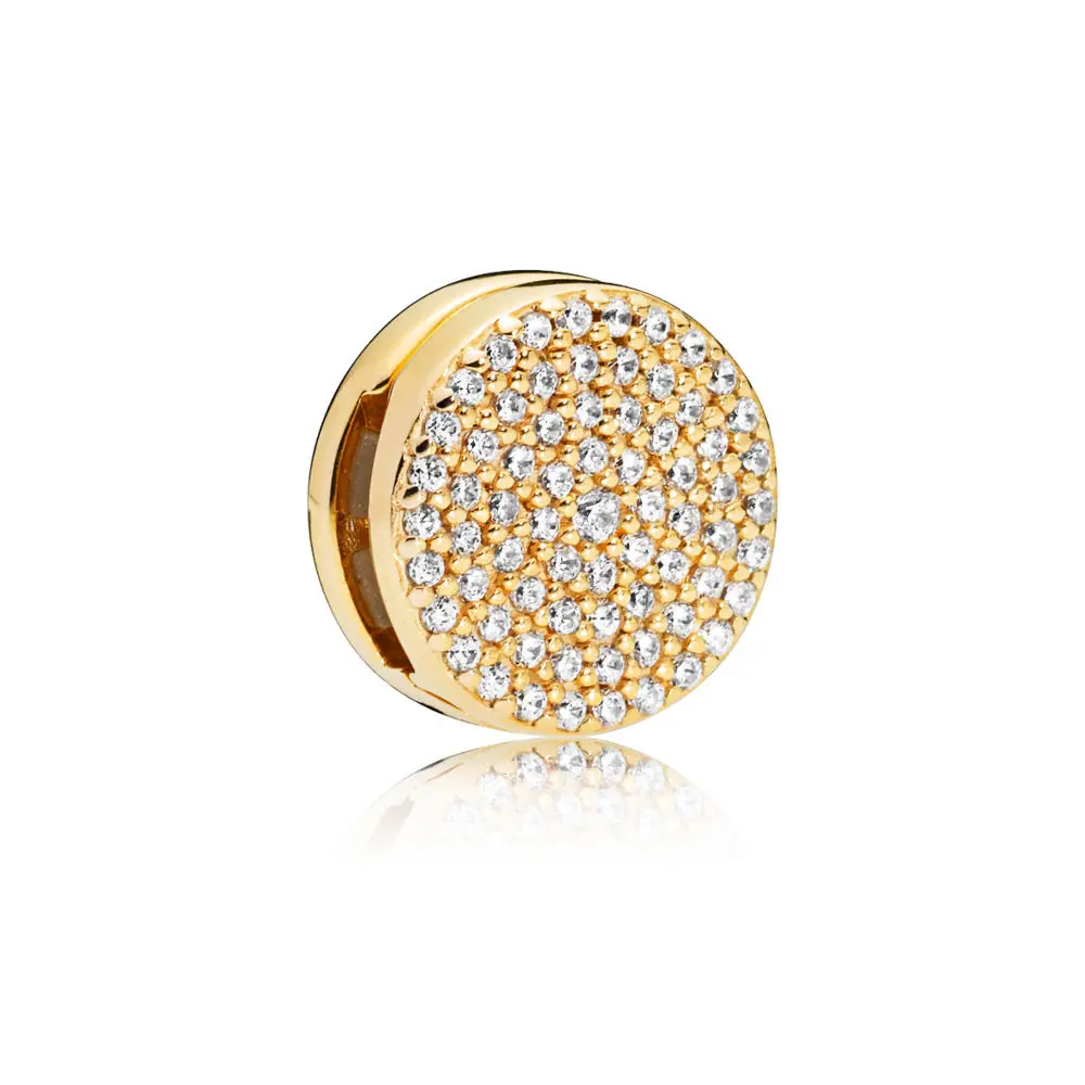 

2018 Autumn New Pan Original 925 Sterling Silver Charm Shine Gold Reflexions Crown Clip Bracelet Women Jewelry Birthday 767583CZ
