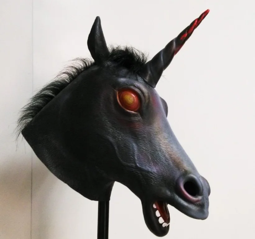 Злой Единорог жуткая Лошадь Маска Голова Животного латексная маска для косплея маска Хэллоуин реквизит