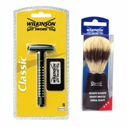 

Wilkinson Sword CLASSIC WET SHAVE SAFETY RAZOR with Wilkinson Brush and Blades